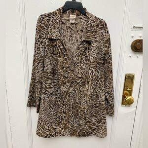 Covington Woman Animal Print V Neck Button Up Blouse Size 20-22W